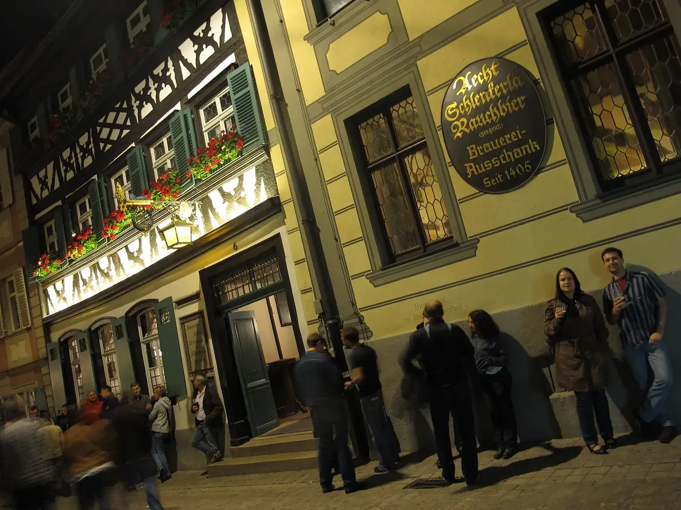 Facade of the Schlenkerla brewery tap, Dominikanerstraße, Bamberg
